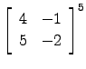 $ \left[\begin{array}{cc}4&-1\\ 5&-2\end{array}\right]^5$