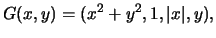 $\displaystyle G(x,y)=(x^2+y^2,1,\vert x\vert,y)
,$