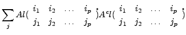 $\displaystyle \sum_{j} A\l (\begin{array}{cccc} i_1& i_2& \dots &i_p j_1&j_2&...
...l (\begin{array}{cccc} i_1& i_2& \dots &i_p j_1&j_2& \dots &j_p\end{array}\r)$