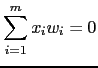 $\displaystyle \sum_{i=1}^mx_iw_i=0$