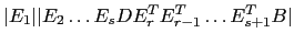 $\displaystyle \vert E_1\vert\vert E_2\dots E_s D E_r^T E_{r-1}^T\dots E_{s+1}^T B\vert$