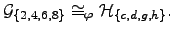 $\displaystyle {\cal{G}}_{\left\{2,4,6, 8\right\}} \cong_\varphi {\cal{H}}_{\left\{c,d,g,h\right\}}.$