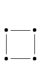 $ \xymatrix{
\bullet \ar@{-}[d] \ar@{-}[r] & \bullet\\
\bullet \ar@{-}[r] & \bullet\ar@{-}[u]}$