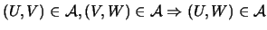 $ (U,V)\in {\cal{A}},(V,W)\in {\cal{A}}\Rightarrow (U,W)\in {\cal{A}}$