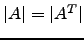 $ \vert A\vert=\vert A^T\vert$