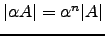 $ \vert\alpha A\vert=\alpha^n \vert A\vert$