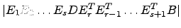 $\displaystyle \vert E_1E_2\dots E_s D E_r^T E_{r-1}^T\dots E_{s+1}^T B\vert$
