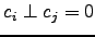 $ c_i \perp c_j =0$