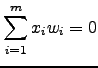 $\displaystyle \sum_{i=1}^mx_iw_i=0$
