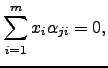 $\displaystyle \sum_{i=1}^m x_i\alpha_{ji} =0,$