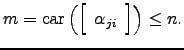 $\displaystyle m = \mathrm{car}\left( \left[\begin{array}{c} \alpha_{ji} \end{array}\right]\right) \le n.$