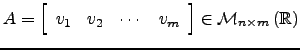 $ A=\left[\begin{array}{cccc}v_1 & v_2 & \cdots&v_m\end{array}\right]\in \mathcal{M}_{n \times m} \left( {\mathbb{R}}\right)$