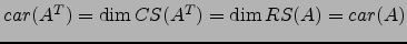 $ car(A^T)=\dim CS(A^T)=\dim RS(A)=car(A)$