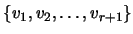 $ \left\{v_1,v_2,\dots,v_{r+1}\right\}$