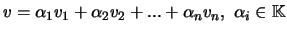 $ v=\alpha_1v_1+\alpha_2v_2+...+\alpha_nv_n, \ \alpha_i\in {\mathbb{K}}$