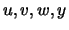 $ u,v,w,y$